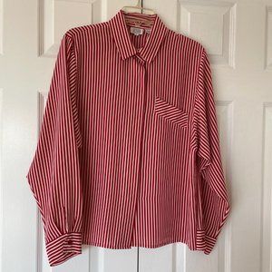 Red & white striped blouse size 14